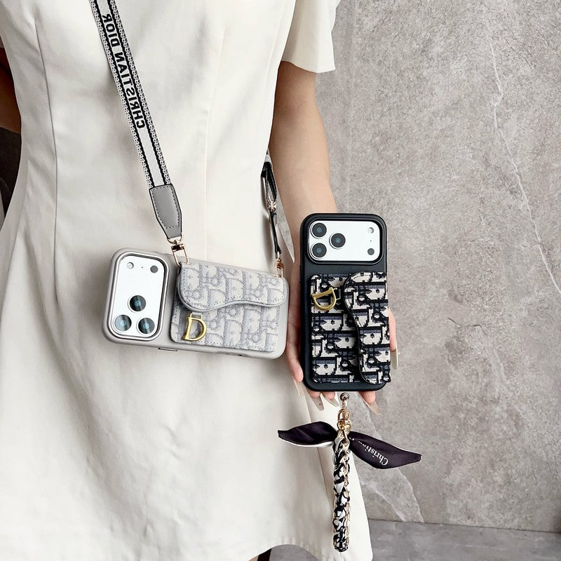 CD Black & Grey Side Card Bag Chain iPhone Case