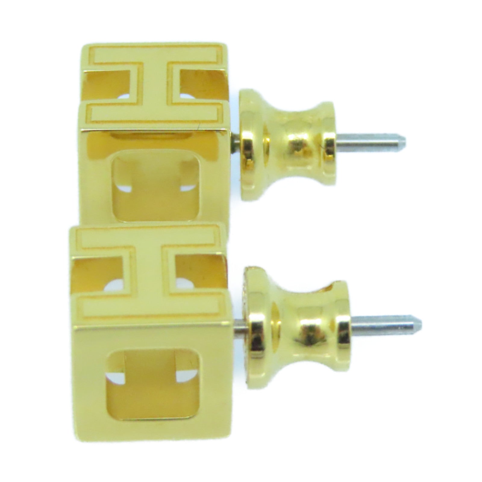 18K Cage D'H White H Earrings
