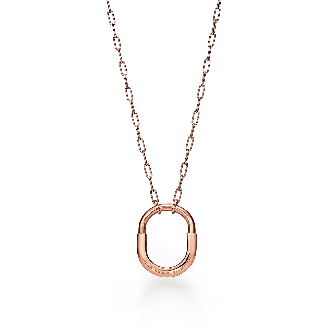 18K T Lock Pendant Pave Diamonds Necklace