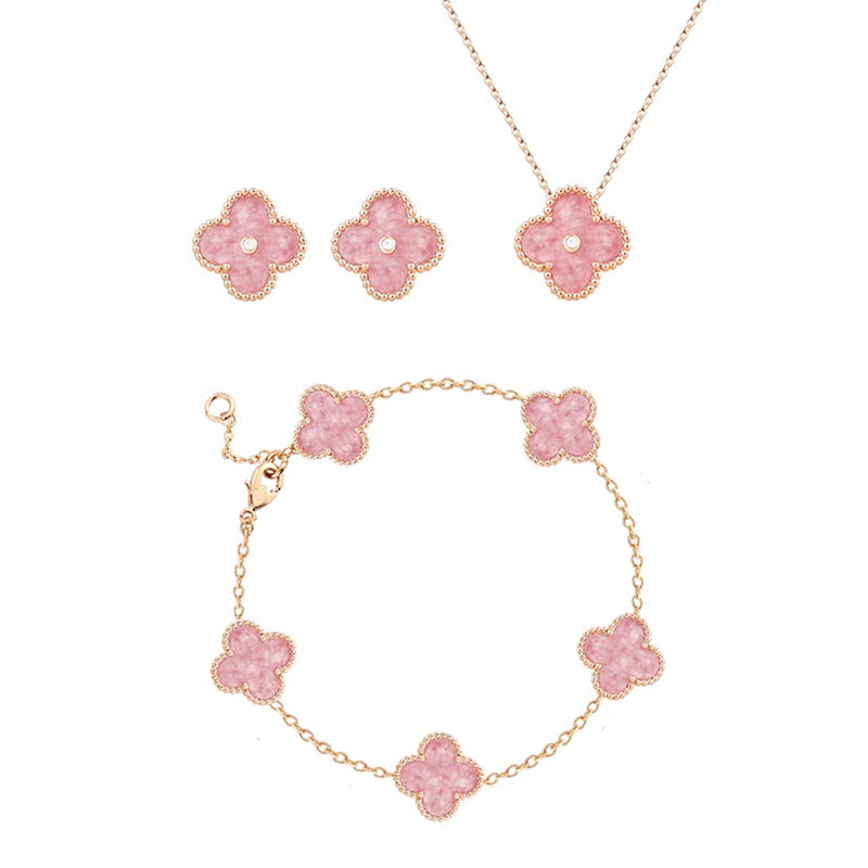 18K Pink Diamond Clover Necklace