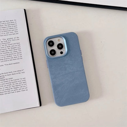 Magnetic Fiber Leather Color iPhone Case