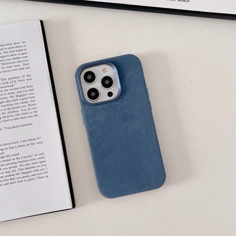 Magnetic Fiber Leather Color iPhone Case