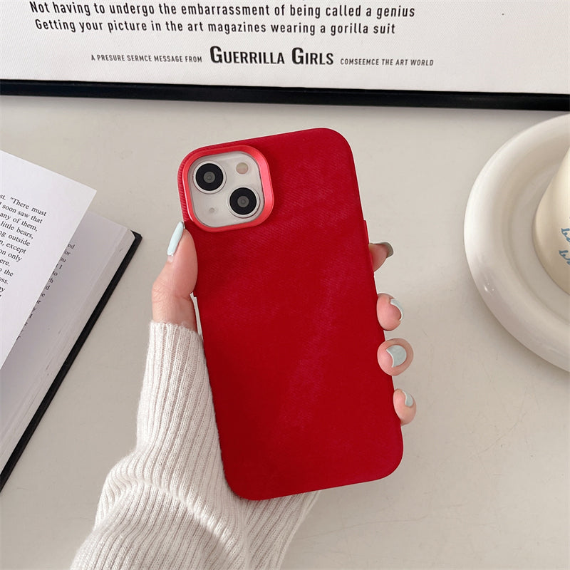 Magnetic Fiber Leather Color iPhone Case