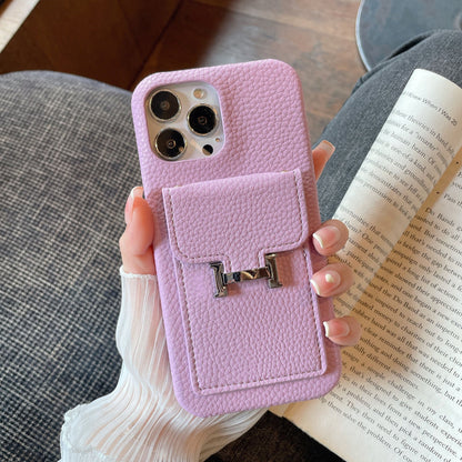 H Card Holder Leather iPhone 17 Case
