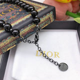 18K CD Black Crystal Beads Necklace