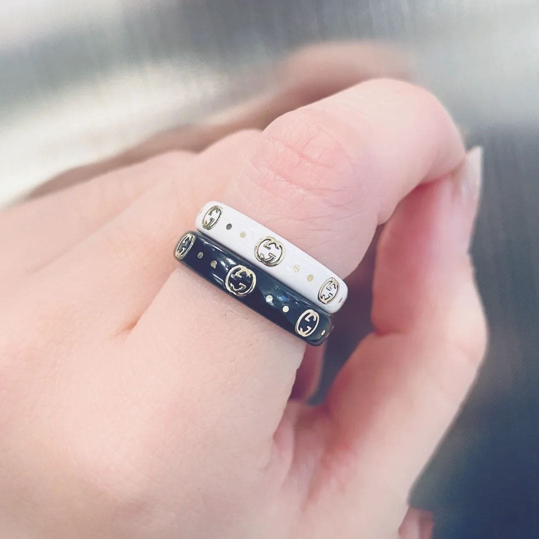18K GG Icon Black Corundum Ring