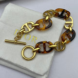 18K CD Navy Resin Bracelet