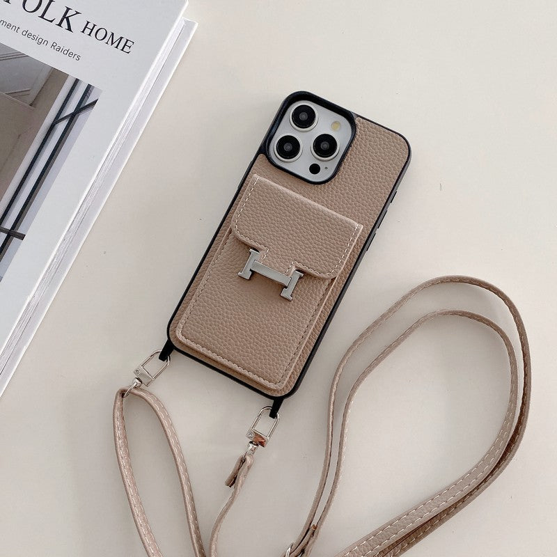 H Card Bag Leather Crossbody iPhone Case