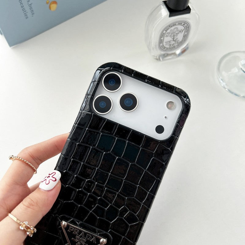 Pra Color Card Bag Crocodile Leather iPhone Case