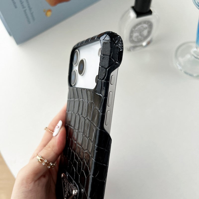 Pra Color Card Bag Crocodile Leather iPhone Case