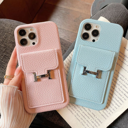 H Card Holder Leather iPhone 17 Case