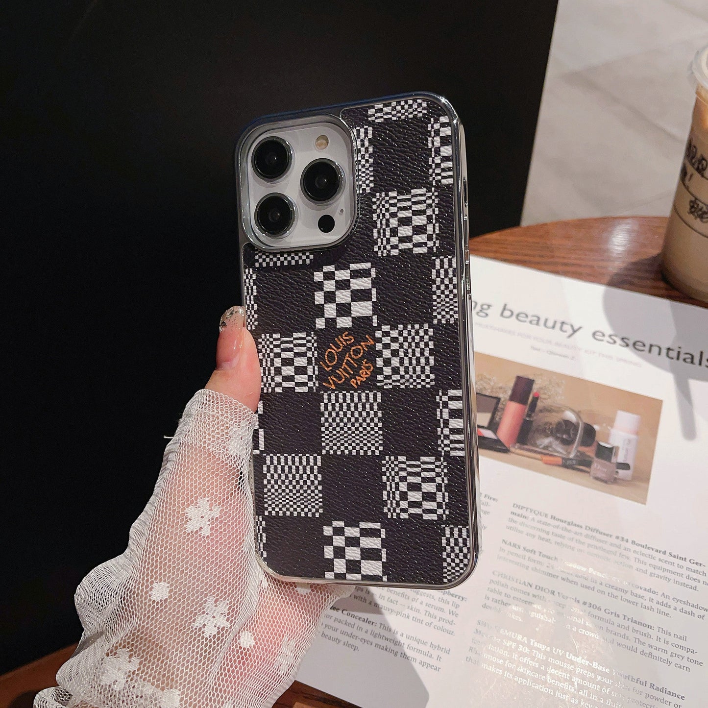 Lou Lattice Leather iPhone Case