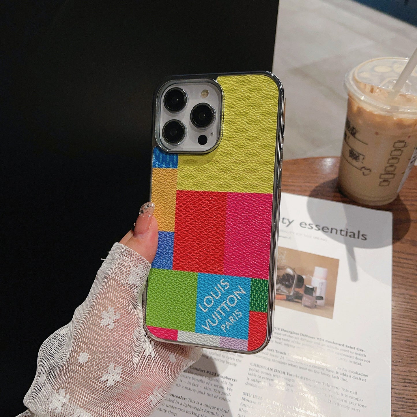 Lou Lattice Leather iPhone Case