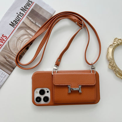 H Card Holder Leather Chain iPhone 16 Case