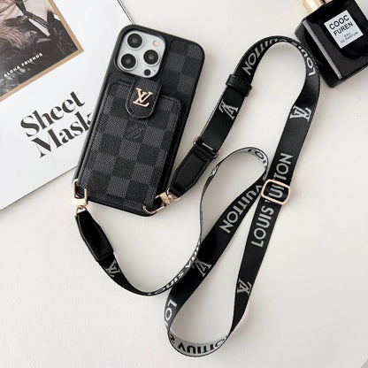 Lou Black & White Crossbody Card Bag iPhone Case