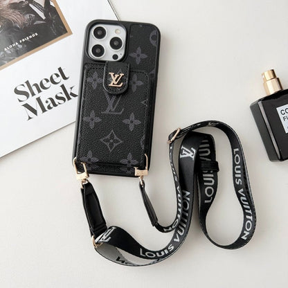 Lou Black & White Crossbody Card Bag iPhone Case