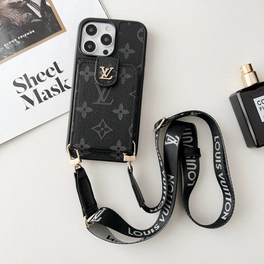 Lou Black & White Crossbody Card Bag iPhone Case