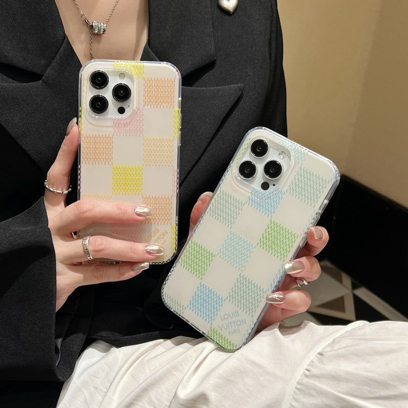 Lou Pink & Blue Checkerboard iPhone Case