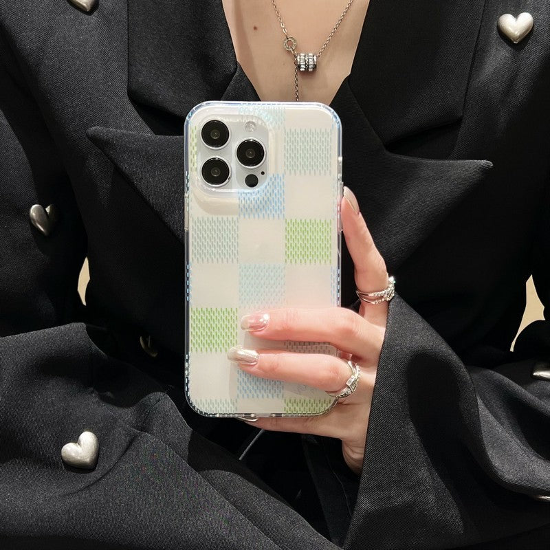 Lou Pink & Blue Checkerboard iPhone Case
