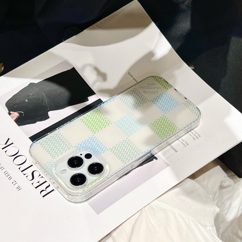 Lou Pink & Blue Checkerboard iPhone Case