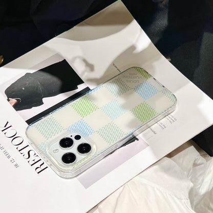 Lou Pink & Blue Checkerboard iPhone Case