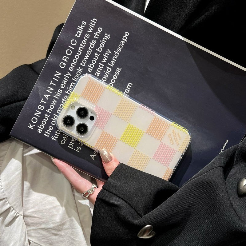Lou Pink & Blue Checkerboard iPhone Case