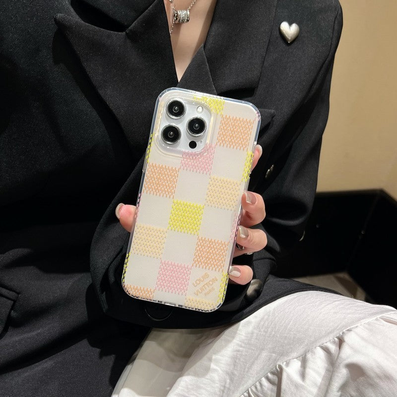 Lou Pink & Blue Checkerboard iPhone Case