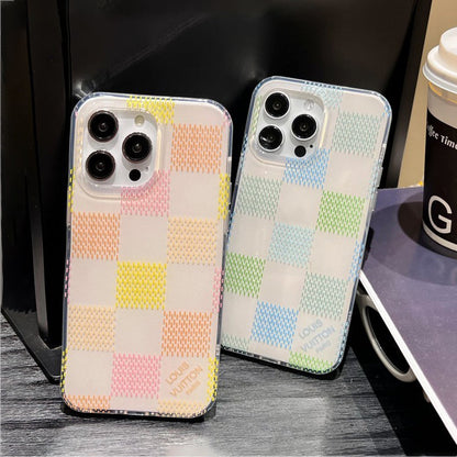 Lou Pink & Blue Checkerboard iPhone Case