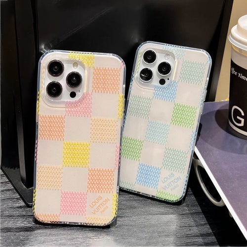 Lou Pink & Blue Checkerboard iPhone Case