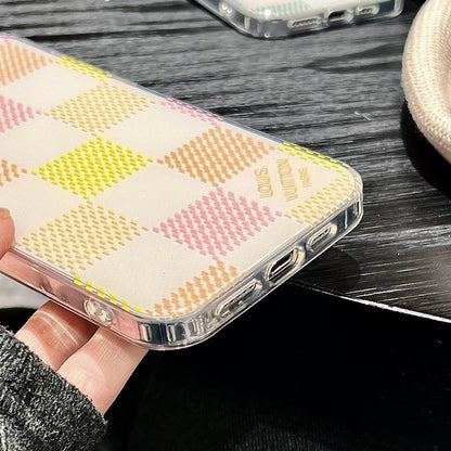 Lou Pink & Blue Checkerboard iPhone Case
