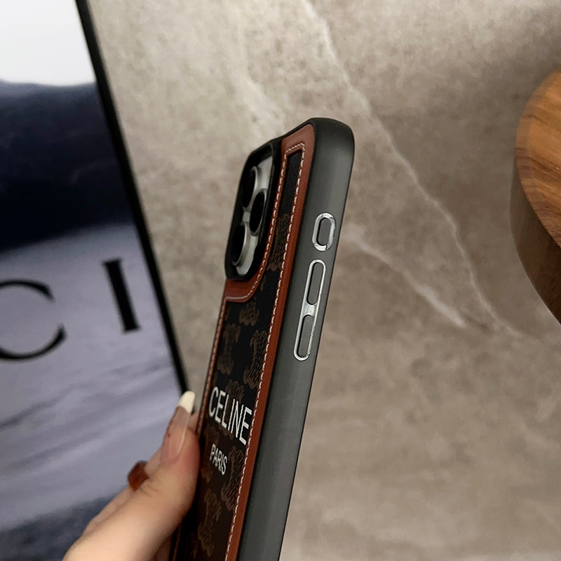 CE Gold Chain Leather iPhone 16 Case