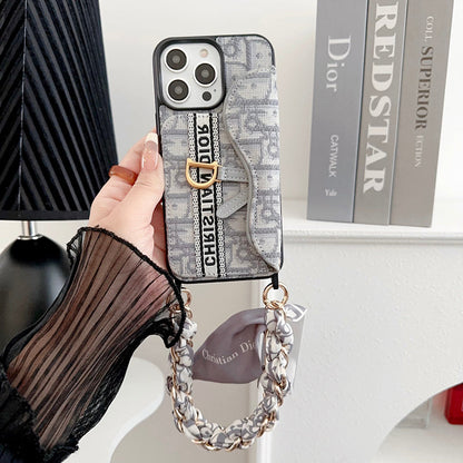 CD Crossbody Scarves Leather iPhone Case