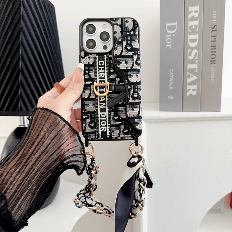 CD Crossbody Scarves Leather iPhone Case