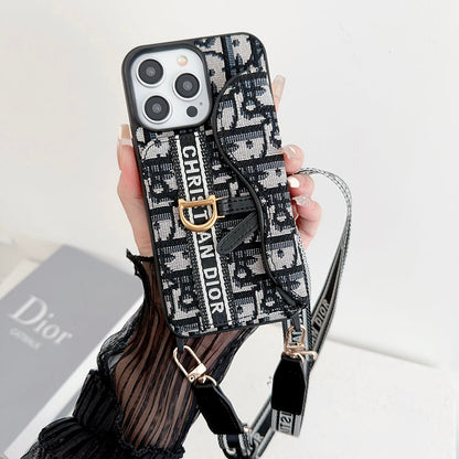 CD Crossbody Scarves Leather iPhone Case