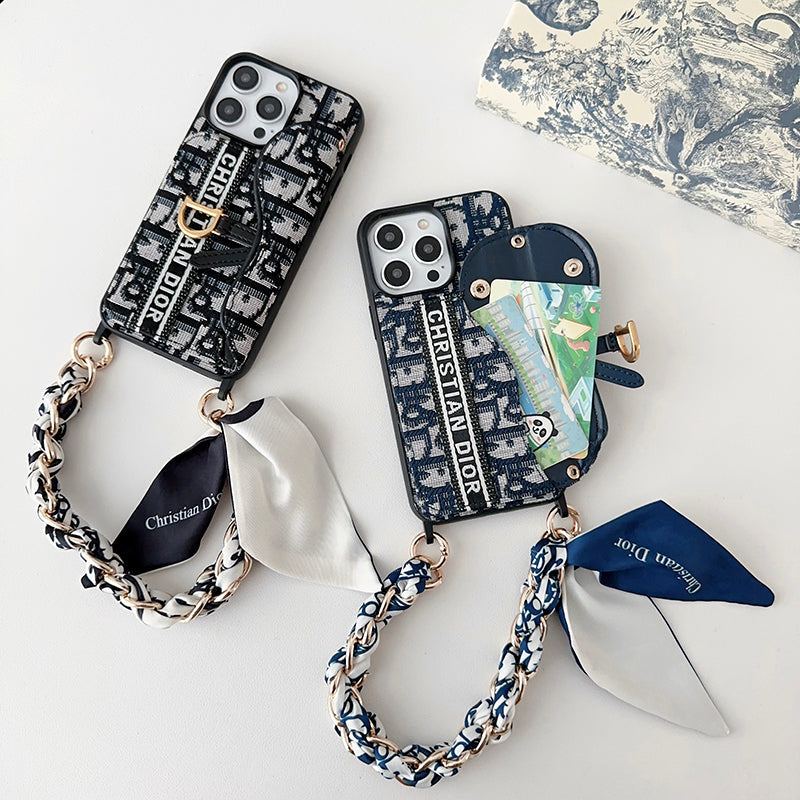 CD Crossbody Scarves Leather iPhone Case