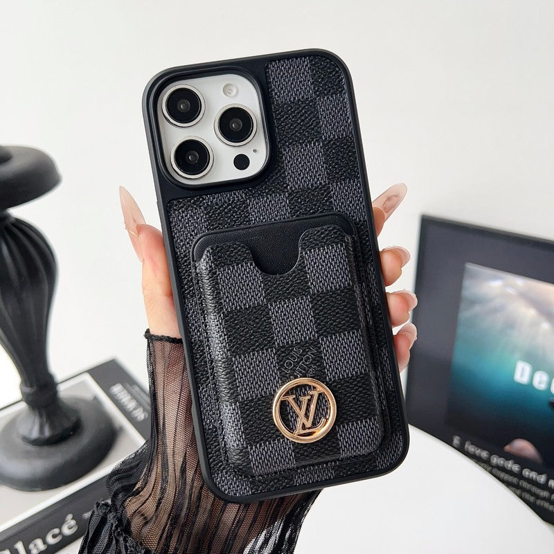 Lou New Card Holder Black Camera Cover iPhone Case