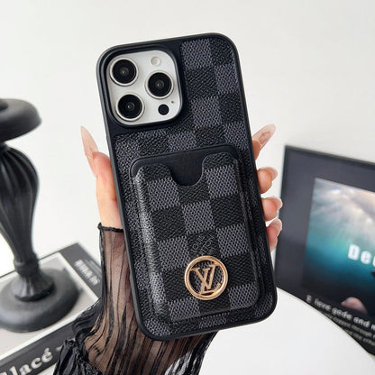 Lou New Card Holder Black Camera Cover iPhone Case