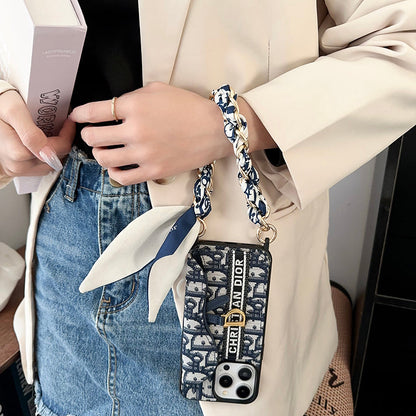 CD Crossbody Scarves Leather iPhone Case