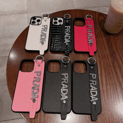 Pra Diamond Wristband Leather iPhone Case
