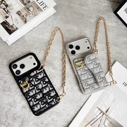 CD Black & Grey Side Card Bag Chain iPhone Case