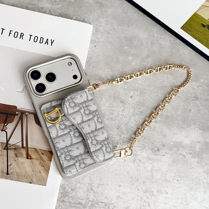 CD Black & Grey Side Card Bag Chain iPhone Case