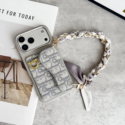 CD Black & Grey Side Card Bag Chain iPhone Case