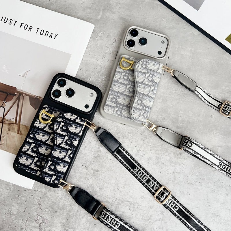 CD Black & Grey Side Card Bag Chain iPhone Case