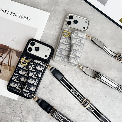 CD Black & Grey Side Card Bag Chain iPhone Case