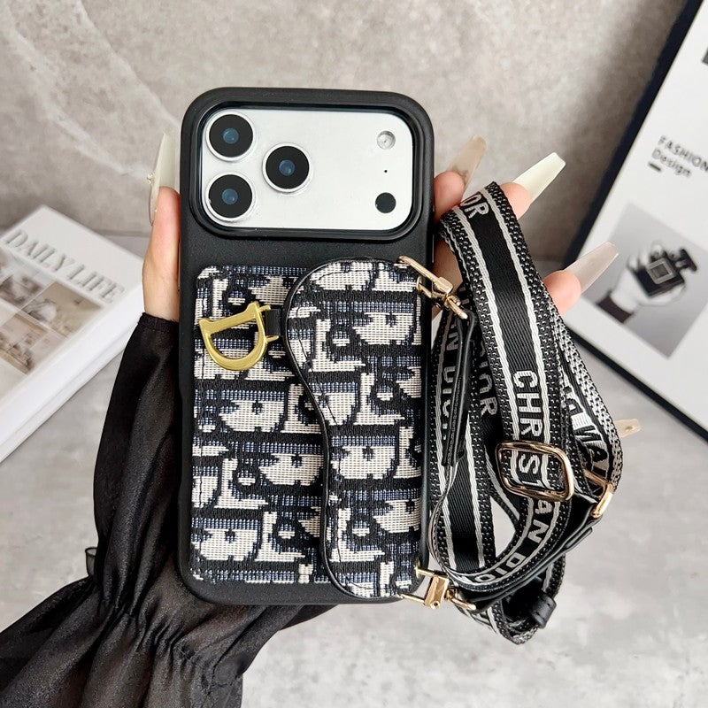 CD Black & Grey Side Card Bag Chain iPhone Case