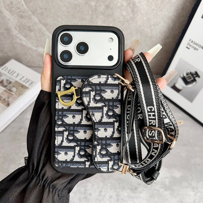 CD Black & Grey Side Card Bag Chain iPhone Case