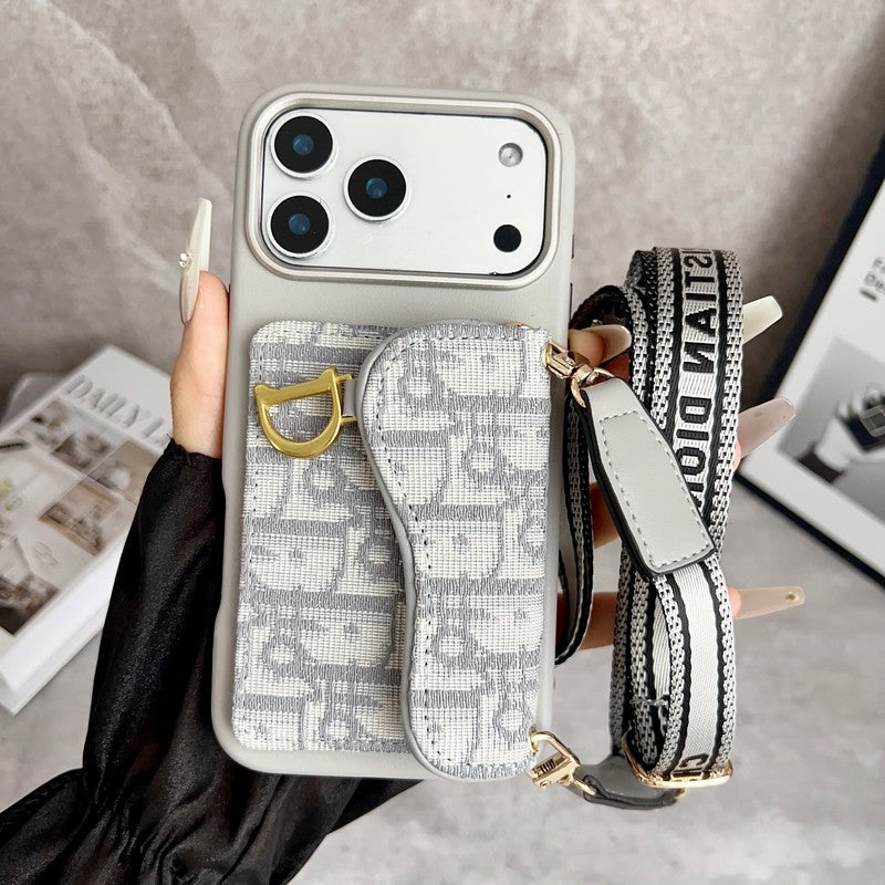 CD Black & Grey Side Card Bag Chain iPhone Case