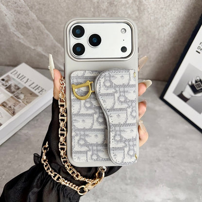CD Black & Grey Side Card Bag Chain iPhone Case