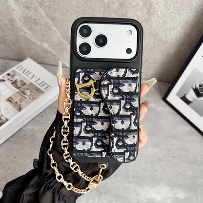 CD Black & Grey Side Card Bag Chain iPhone Case