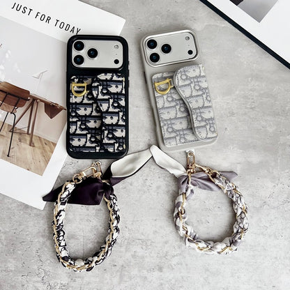 CD Black & Grey Side Card Bag Chain iPhone Case